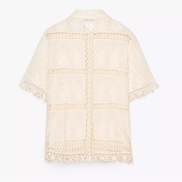 ZARA ZW COLLECTION COMBINATION CROCHET BLOUSE - Picture 6 of 8